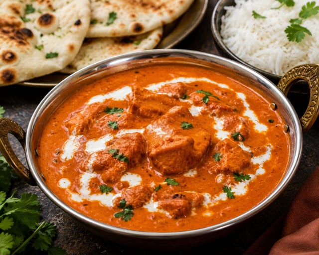 Butter Chicken w/ Basmati Rice and Naan.