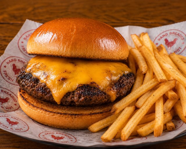 Grilled Cheese Burger w/ Fries.