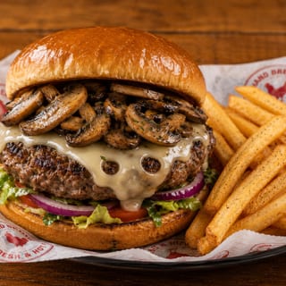 Mushroom Swiss Burger w/ Fries